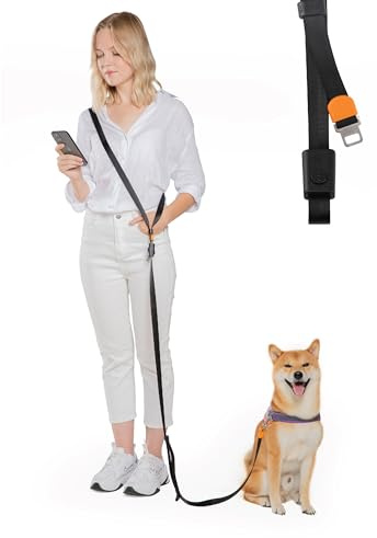 SVD.PET 4-in-1 Hands Free Dog Leash, Versatile Crossbody Dog Leash with Easy Release Buckle, Adjustable Waist Fit for Walking, Jogging and Running Your Pet (Black)