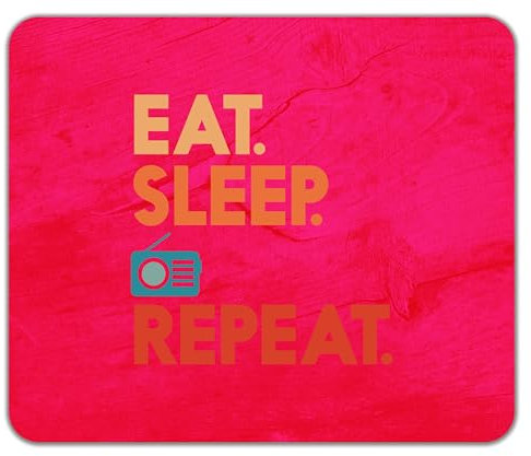 Shopagift Eat Sleep Radio Mouse Mat Pad Broadcasting Broadcast Station 24cm x 19cm