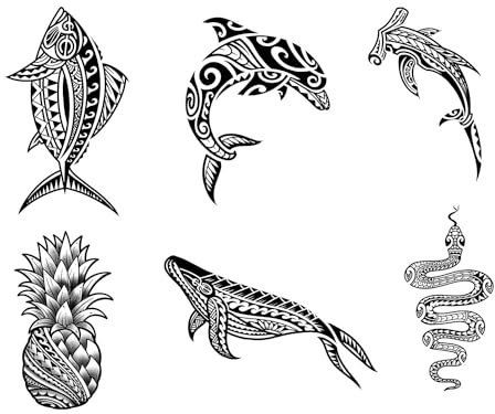 Pack de 6 Petits Tatouages Maori Polynésiens - 6 Feuilles de tatouages éphémères maori | Noir | Tatouages temporaires polynésiens pour homme et femme - TATTOO YOUR STYLE
