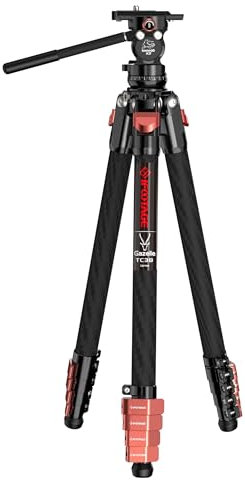 IFOOTAGE Gazelle TC3B+Komodo K3,Tragbares Carbon Videostativ mit Panorama Video fluidkopf,Videokamera DSLR Dreibein/Kamerastativ/Reisestativ/Videostativ，Max Last 5kg(139.5cm)