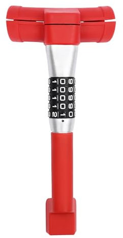 Auto Lenkradschloss Lenkradkralle Universal Anti Diebstahl Lenkrad parkkralle Versenkbarer Haken Passwort Einstellung Diebstahlschutz wohnmobil Lastwagen Lenkradsperre Diebstahlsicherung (Rot)