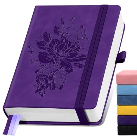 Lined Journal Notebook 365 Pages, A5 Leather Journals for Writing Women Men
