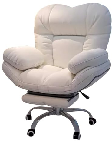YJDZ Silla de oficina reclinable ergonómica con elevador, sofá perezoso, juego de sillas cómodas para sala de estar y dormitorio (beige con reposapies)