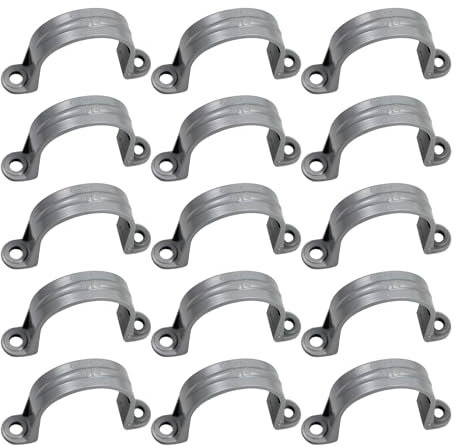 PDETVEO PVC-Rohrschellen, 3,8 cm (1 1/2 Zoll), Kunststoff-Rohrschellen, 2 Löcher, Rohrstützwinkel für Wasser, elektrische Leitungen, Kabel, Schlauch, 15 Stück
