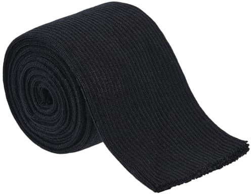 BENECREAT Puños de Punto Acanalados de Color Negro, Puños Acanalados de 1.1 mx7.5cm, Reemplazo de Puños Acanalados Tubulares para Cinturilla, Piernas, Brazos, Extensión de Puños Acolchados