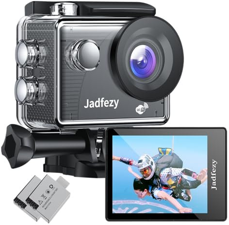Jadfezy Action Camera FHD 1080P with 32GB Card, 98FT/30M Underwater Waterproof Camera with 2 Rechargeable Batteries, Wide Angle sports camera with Accessories Kit Suitable for Helmet, Bicycle, etc.