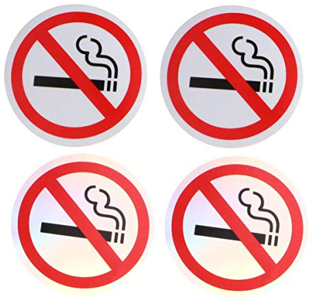 SOLUSTRE 4pièces Panneaux Interdiction de Fumer Autocollants Anti-rayures Logo pour Décoration Murale de Cafés et Restaurants Blanc et Autres Surfaces Lisses