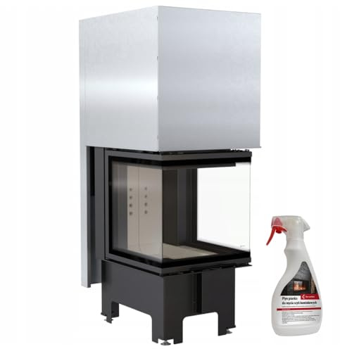 KRATKI Kamineinsatz NBC | Heizeinsatz 8kW | 147 x 57,6 cm | Eckkamin mit dreiseitiger Feuersicht | Doppeltüröffnungssystem Guillotine nach links & rechts | 2.BimSchV 15a B-Vg mit Kaminscheibenreiniger