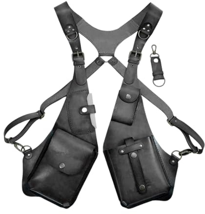 NaLatia Sac sous Arme en Cuir PU - Poche de Portefeuille Holster Double Holster en Cuir Vintage - Portefeuille de téléphonie antivol caché réglable