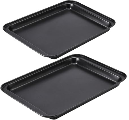 2 Stück Backblech, Antihaftbeschichtung Rechteckig Karbonstahl Backform, Ofenbleche für Backen Kuchen Kochen, 42,5 × 28,5 × 2,5 cm und 31,5 × 22 × 2,5 cm