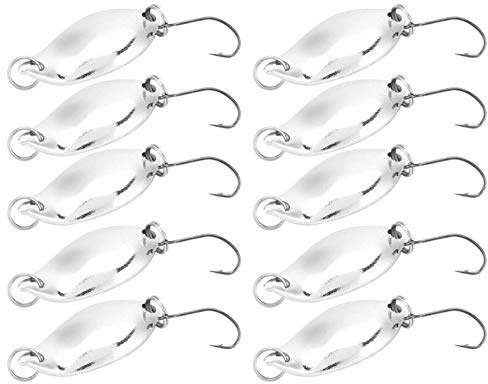 Keenso Leurres de Pêche 10 Pièces, Appâts Wobbler en Métal avec Crochets Pointus, Connecteurs Flexibles pour Les Amateurs de Pêche (Argent 2,5g)
