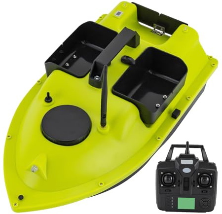 Barco de alimentación con GPS RC barco, mini cebo con luz nocturna LED, control remoto de 600 m, 99 puntos de posición, capacidad de carga de 1,5 kg, motores dobles, incluye bolsa de transporte y 2