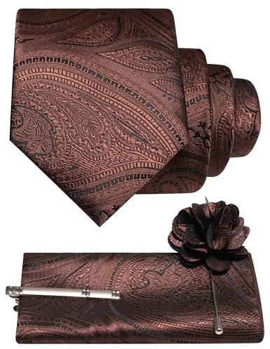 JEMYGINS Ensemble de cravate baroque cachemire pour homme, mouchoir de poche et pince à cravate élégante pour mariage, gala, affaires, multicolore
