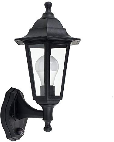 MiniSun | Traditional Style Black Security PIR Motion Sensor Wall Lantern | Outdoor Wall Lights, Home Décor & Improvement Essential | Includes 10W LED Bulb [3000K Warm White] | Mains Wired