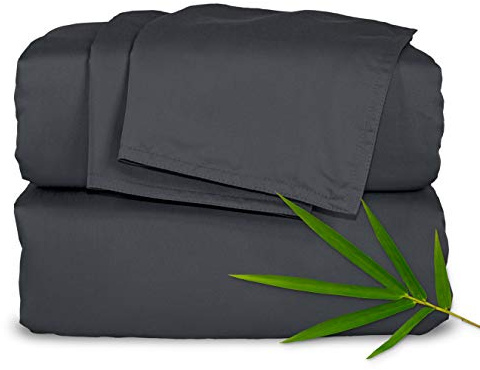Pure Bamboo King Sheets, Genuine 100% Organic Viscose Derived from Bamboo Bed Sheet Set, Luxuriously Soft & Cooling, Double Stitching, 2 Year Quality Promise (King, Charcoal)