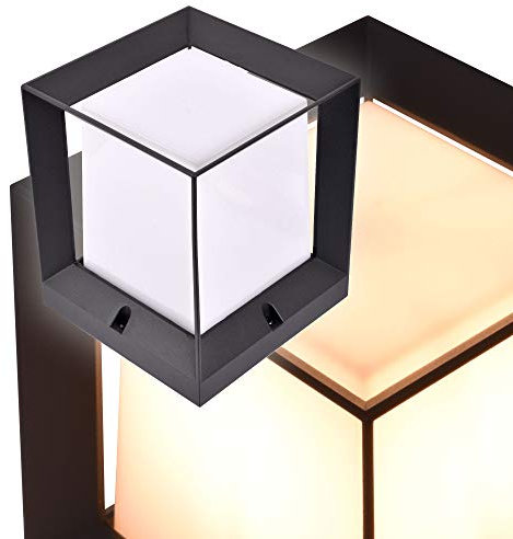 max K O M F O R T Kubische Aussenlampe E27 Sockelleuchte Pfostenleuchte Pfeilerleuchte Aussenleuchte Standleuchte Wegeleuchte Gartenlampe PAX 1425A Anthrazit (160x187x160mm)