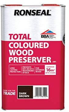 Ronseal RSLTTWPDB5L Trade Total Wood Preserver Dark Brown 5 Litre