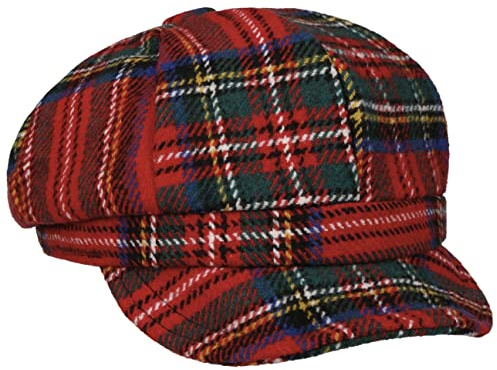 Lipodo Plaidy Ballonmütze Damen Schildmütze 100% Baumwollfutter Mehrfarbiges Karomuster Waschbar Gummizug Herbst Winter rot M (57-58 cm)