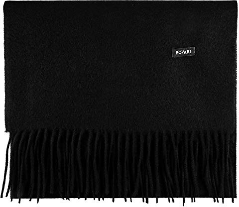 Bovari Bufanda de cachemira para hombre, 100% cachemira, calidad superior, 180 x 31 cm, muchos colores Negro (Black) M