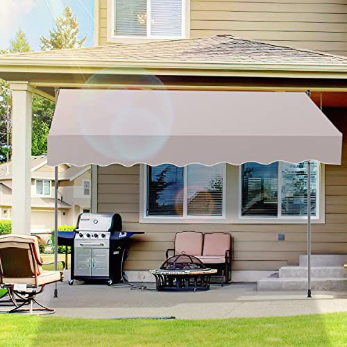 SWANEW Tenda da Sole a Bracci con Manovella, regolabile in altezza, resistente ai raggi UV, Senza Forare, in metallo e 100% poliestere, 300 x 120 cm, Beige