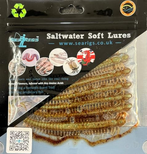 Ragworm 15cm x6 Suspended in Natural Ragworm Gel - Life like Artificial Sea fishing lure LRF - Target Cod, Bass, Whiting, Conger, Flounderand Rays