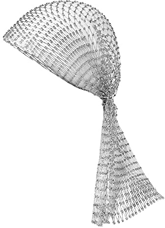 Bling Hollow Headdress Voile Cap Fishnet Fascia elastica con strass Hollow Mesh Headpiece Turbante Cap Accessori per capelli donna ragazza, Argento, Taglia unica