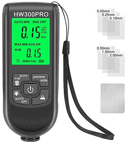 plplaaoo Digitales Schichtdickenmessgerät,Schwarz Lackdickenmessgerät,Lackmessgerät Auto,Messbereich 0 bis 2000um,mit Automatische Abschaltfunktion und Batteriestandsanzeigefunktion(4.8x2.0x0.86in)