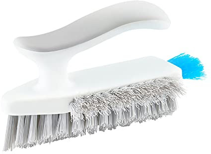 Scrubbers For Cleaning Bathroom 4 In 1 Floor Scrub Brush Flexible Stiff Bristles Heavy Duty Scrubbing Cleaning Tool For Bathroom Shower Sink Carpet Floor Electric Stove Top Cleaners (Grey, One Size)