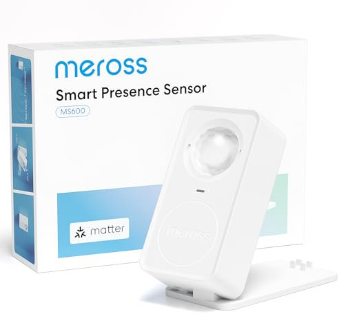 Meross Matter Presence Motion Sensor - Smart Presence Sensor with Cable, WiFi Motion Detector Indoor with App Notification for Home Security, Works with Apple HomeKit, Alexa, Google Home