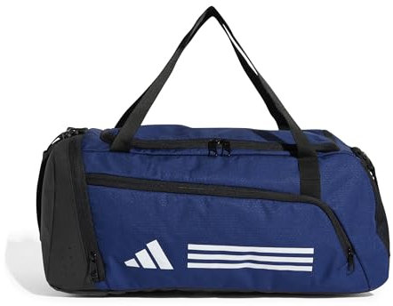 adidas Unisex Essentials 3-Stripes Duffel Bag, Dark Blue/White, S