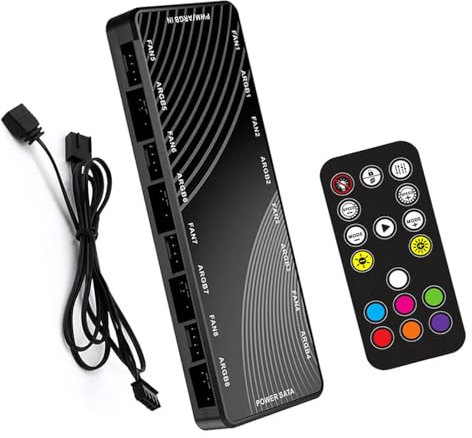 ANCLLO Controller ARGB Ventola da Chassis Controller Sincronizzato ARGB con Telecomando Cavo Scheda Madre Supporto ARGB 5V3 Pin 9 connettore + PWM 4PIN 9 connettore