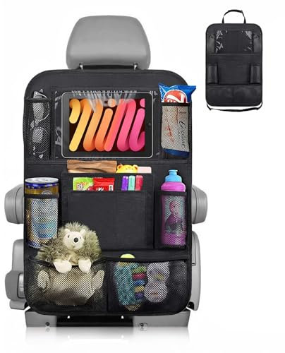 mauepersu Autositzschoner und Organizer,Wasserdicht und Pflegeleicht Oxford Tuch Autositz Organizer, Rücksitz Organizer mit Viel Stauraum,Wasserdichter Rücksitzschutz für Kinder