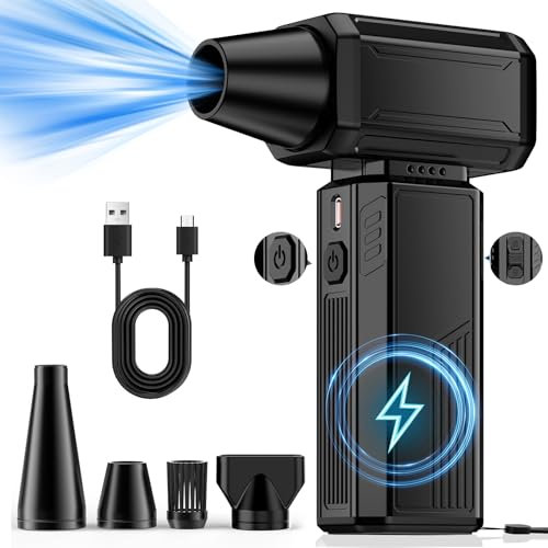 Elektrische Staubgebläse Luftdruckspray, 180.000 U/min Elektrischer Luftstaubwedel Stufenlos Einstellbare Geschwindigkeit Wiederaufladbarer Kabelloser Jet Trockenbläser für den Auto,Heim