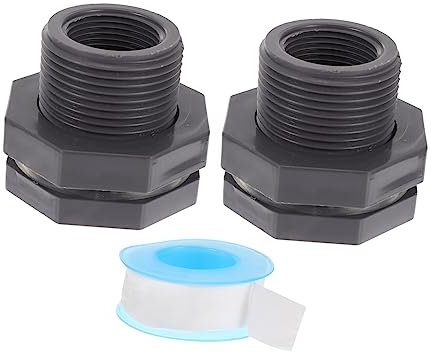 BESPORTBLE 2pezzi Raccordo Paratia PVC Raccordo per Tubo da Giardino Adattatore Paratia per Serbatoi d Acqua Cisterne e Barili di Pioggia