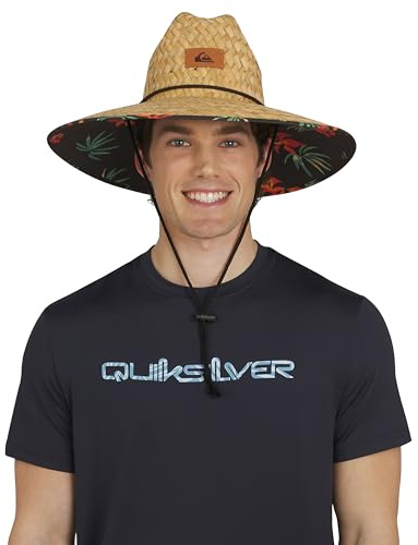 Quiksilver Men's Wide Brim Outdoor Lifeguard Straw Sun Hat, Black, Large/X-Large