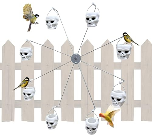 para Aves Giratorio Tipo Noria,Giratorio para Loros En Jardín | Dispositivo con 8 Cubetas para Aves como Jilgueros y Periquitos en Jardín o Patio