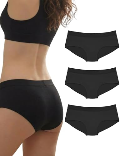 LEADHALO Merino Wool Underwear Women 3 Pack, Breathable Moisture Wicking Wooly Bikini Panties, Anti-odor Ladies Briefs Black S