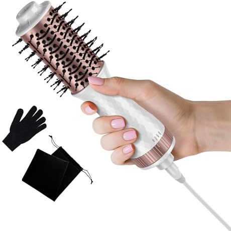 OKWRAP Brush Hair Dryer MINI, 4 in 1 Hair Dryer Brush, Round Brush Hair Dryer Travel, Blow Dryer Brush for Drying Straightening Curling Volumizing Hair