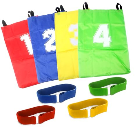 xbiez 4Pcs Bambini Sacchi Da Corsa Borse Festa di Pasqua Forniture In Poliestere Tramogge Per Il Gioco All'aperto Ed Evento Sacchi Impermeabili Set