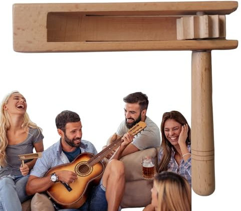 Carraquete de Madera Ruido - Handheld Forma Madera Spinner Sonajero, Estilo Percusión Instrumento Musical Hacedor de Ruido | Equipo Audible Fuerte para Eventos Deportivos Fiestas Celebraciones