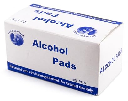 Craft & Care Alcohol Pads 100 Unidades Individuales | Toallitas con Alcohol Isopropílico 70% | Limpieza de Piel para Sensores de Glucosa, Parches Adhesivos y Cuidado Diario | 6 x 3 cm