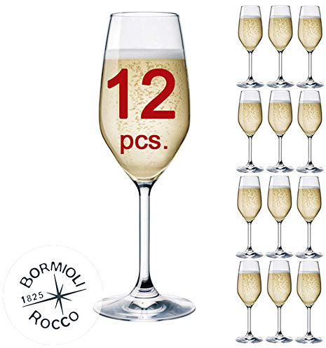 Bormioli Rocco - Lot de 12 flûtes à champagne & Prosecco - mod. Flute Divino 24 - Capacité : 24 cl.