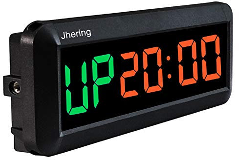 Jhering LED Temporizador de Intervalo y Cronómetro - Reloj de Cuenta Atrás/Arriba Con Remoto para Entrenamiento en Gimnasio, Casa, Garaje y Fitness (Verde/Rojo)