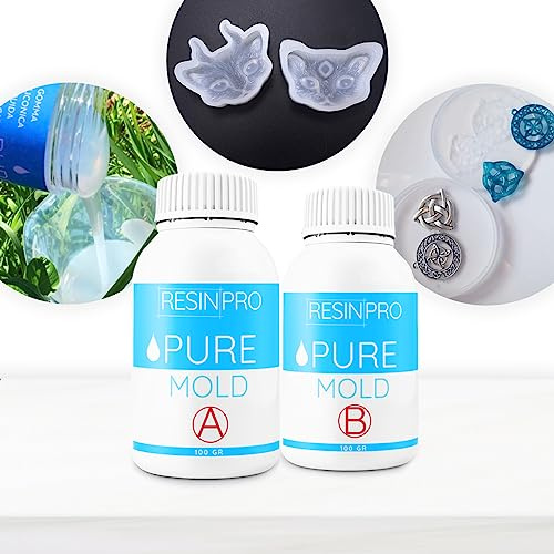 Resin Pro ® Pure Mold flytande silikongummi 2 kg snabb genomskinlig för skapande av epoxihartsformar för polyuretanhartser, tvålvax cement, hårdhet 13 shores, 100 % tillverkad i Italien