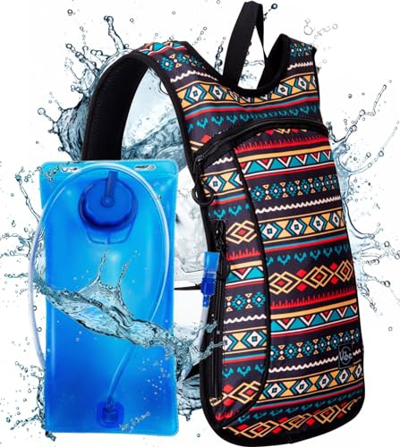 Vibe Sac à Dos d'hydratation en Polyester recyclé – Poche à Eau de 2 l pour Homme et Femme, Noir/Blanc, Medium
