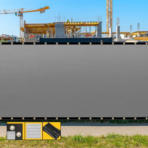 SHADESPEARE 6' x 50' Gray Fence Privacy Screen,with Bindings & Grommets,Heavy Duty for Gardens Backyard Patio Tennis Court Pool Construction Project Outdoor Events, We Make Custom Sizes