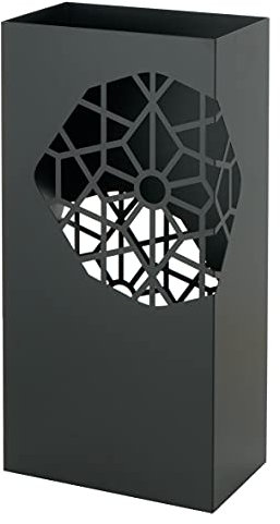 Baroni Home Schirmständer Modernes Design aus Metalll, quadratisch, 2 Hängen, abnehmbare Regenbehälter 25x15x 50 cm, Schwarz