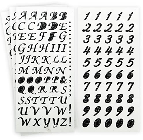 Adesivi per album di ritagli, 4 pezzi, adesivi autoadesivi con lettere dell'alfabeto, adesivi per scrapbooking, per cartelli, quaderni, porte, decorazioni aziendali (nero)