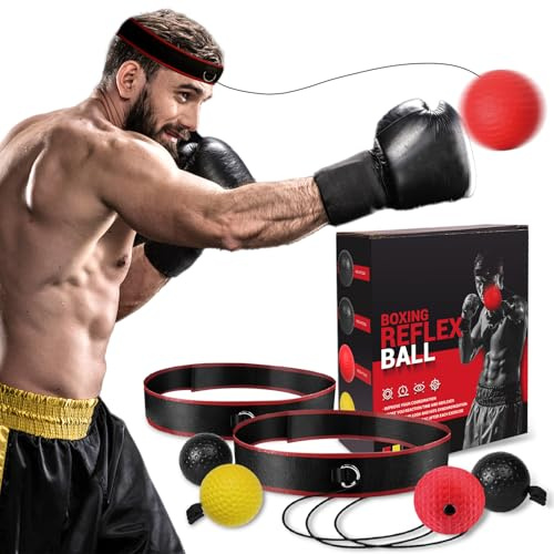 KTEBO Set di fasce per palla da boxe, attrezzatura da boxe, include 4 palline diverse e 2 fasce regolabili, ideale per principianti, migliora le competenze, regali di boxe per uomini