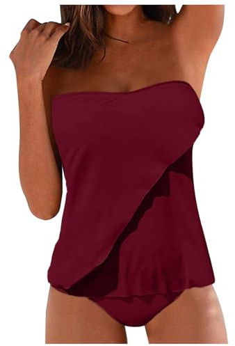 Generico Costume da Bagno Donna Due Pezzi Vita Alta Costumi Due Pezzi Ragazza Intero Contenitivo Pancia E Seno Copricostume Mare Nero Mode Primavera 2025 Firmata